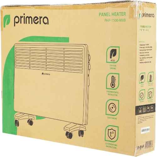 Конвектор электрический Primera PHP-1500-MXB, белый, 1500 Вт, 20 м2, термостат