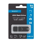 Флешка USB R/W Maxvi P3 64Gb USB 2.0 black, монолит с колпачком, ABS пластик