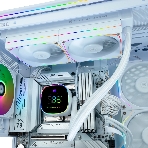 Система жидкостного охлаждения Thermalright Frozen Horizon 240 Digital (240мм, LED temp., White, ARGB/Fans: 2x120мм, 68.9CFM, 28.2dBA, 2000RPM/Pump height 53.2мм, Rad thickness 27мм/S: 1700, 1200, 1851, 115X, AM5, AM4)