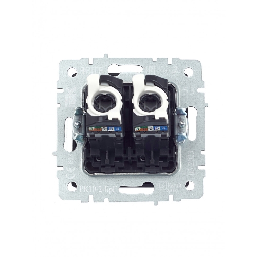 Розетка компьютерная двойная IEK BRITE РК10-2-БрГ RJ45 кат.5E графит