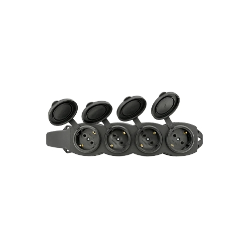 Розетка EKF RPS-020-16-230-44 PROxima четырехместная с защитными крышками каучуковая 230В 2P+PE 16A IP44