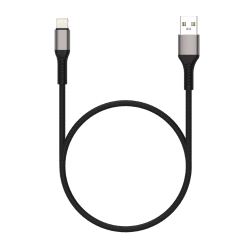 Дата-кабель Maxvi MC-21L USB-Lightning 2.4А, 1м, black-grey