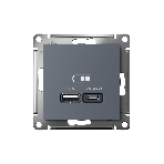 Розетка SE AtlasDesign USB A + тип-C 45W высокоскор. заряд. QC, PD, мех. грифель