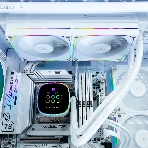 Система жидкостного охлаждения Thermalright Frozen Horizon 240 Digital (240мм, LED temp., White, ARGB/Fans: 2x120мм, 68.9CFM, 28.2dBA, 2000RPM/Pump height 53.2мм, Rad thickness 27мм/S: 1700, 1200, 1851, 115X, AM5, AM4)