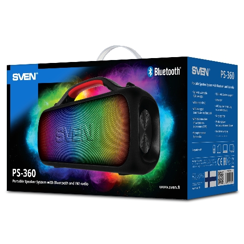 Мобильные колонки SVEN PS-360 2.0 черные 2x12W Bluetooth