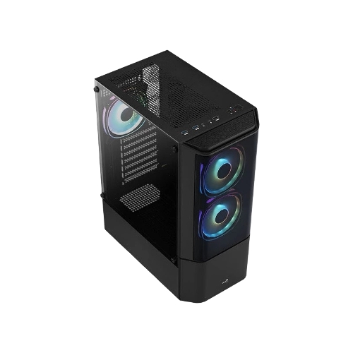 Компьютерный корпус MidTower Aerocool/Formula Quantum-G-BK-v2 черный без Б/п, ATX 3FRGb Fan on front panel