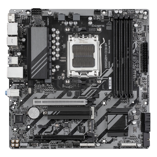 Материнская плата Gigabyte B850M D3HP, AM5, AMD B850, 4xDDR5, 4xSATA, 2xM.2, 1xPCIe 5.0 x16, 1xPCIe 3.0 x4, 1xHDMI, 2xDP, 1x 1Gb LAN, 3xUSB-A 3.2 Gen 1, 2xUSB-A 2.0, 1xUSB-C 3.2 Gen 1, 3x3.5 мм, 7.1, mATX
