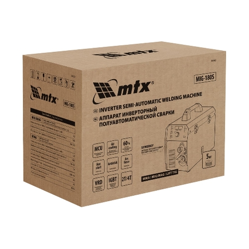 Аппарат инвертор. полуавтомат. cварки MTX MIG-180S, 180A, ПВ 60%, катушка 5 кг
