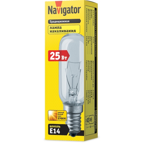 Лампа накаливания Navigator NI-T25L-25-230-E14-CL