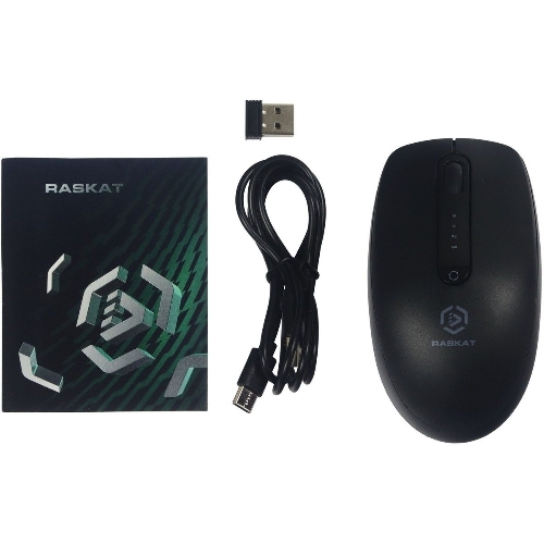 Мышь беспроводная Raskat M002WBR черный, 1600 dpi, радиоканал, Bluetooth, USB, кнопки - 4