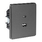 Розетка Kranz ROUND USB-A+Type-C 3А с функцией быстрой зарядки титан