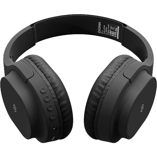 Беспроводные/проводные наушники Digma BT-18 черный, накладные, Bluetooth + проводной, складная конструкция, до 10 ч