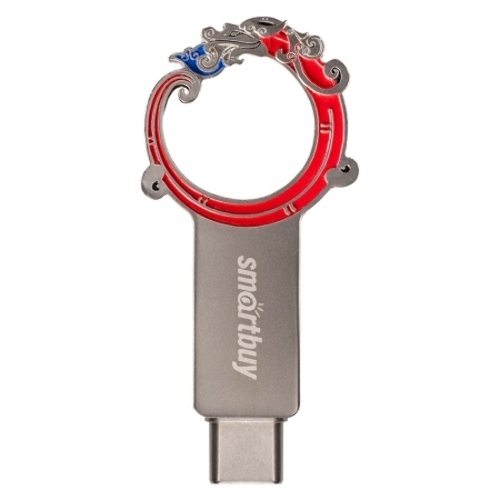 Флешка USB SmartBuy Metal Snake Dual (SB32GB3MSN), 32Gb, USB 3.0/3.1, R/W 75/30, серебристый/красный