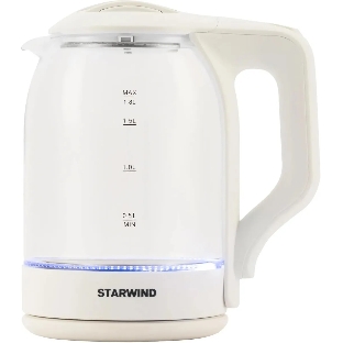 Чайник электрический StarWind SKG1056 1.8 л, 2000 Вт, белый/прозрачный