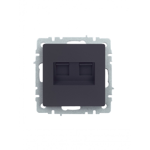 Розетка компьютерная двойная IEK BRITE РК10-2-БрГ RJ45 кат.5E графит