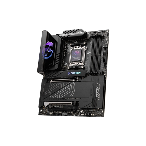 Материнская плата MSI MPG X870E CARBON WIFI, AM5, AMD X870E, 4xDDR5, 4xSATA, 4xM.2, 1xPCIe 5.0 x16, 1xPCIe 5.0 x4, 1xPCIe 4.0 x4, 1xHDMI, 2xUSB-C, 2x1Gb LAN, 9xUSB 3.2 Gen 2, 2xUSB4, 2x3.5 мм, 7.1, ATX