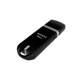 Флешка USB R/W Maxvi P3 64Gb USB 2.0 black, монолит с колпачком, ABS пластик