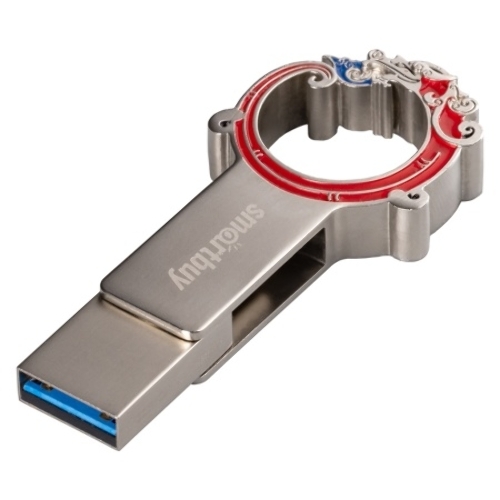 Флешка USB SmartBuy Metal Snake Dual (SB32GB3MSN), 32Gb, USB 3.0/3.1, R/W 75/30, серебристый/красный