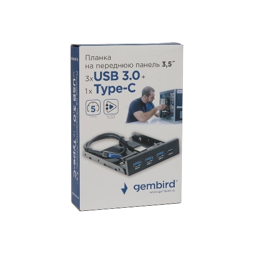 Планка USB 3.0 на переднюю панель 3.5" Gembird, FP3.5-USB3-3A1C, USB/Type-C, USB-A 3.0/Type-C