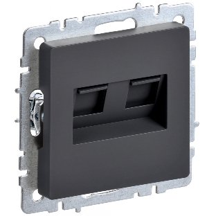 Розетка компьютерная двойная IEK BRITE РК10-2-БрГ RJ45 кат.5E графит
