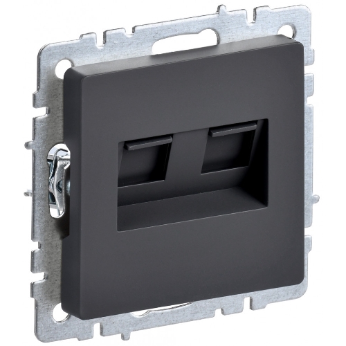 Розетка компьютерная двойная IEK BRITE РК10-2-БрГ RJ45 кат.5E графит