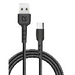 Кабель Defender F181, USB 2.0 (AM) - Type-C, 1 м, 2.4А, нейлоновая оплетка, черный.