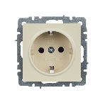 Розетка 1-местная IEK BRITE 16А РС14-1-0-БрКр с заземлением, с защитными шторками, 16А, бежевый