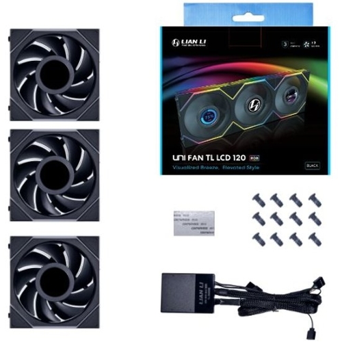 Корпусный вентилятор LIAN LI UNI FAN TL LCD (3pcs) G99.12TLLCD3B.00 черный 120мм 1900rpm 27db 7-pin