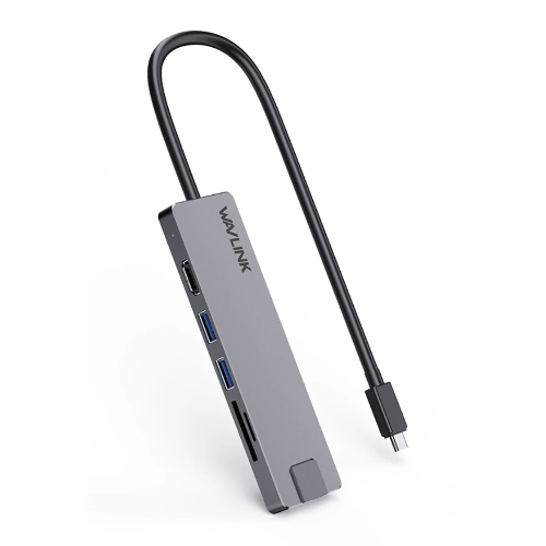 USB-концентратор WAVLINK USB Type-C, USB Type-C/USB 3.0/USB 2.0/HDMI/Gigabit LAN/SD/Micro SD, USB