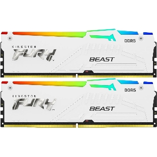 Оперативная память Kingston Fury Beast, DDR5, 32Gb (2x16Gb), 5600MHz, CL40, DIMM, с радиаторами, RGB, белый