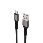 Дата-кабель Maxvi MC-21L USB-Lightning 2.4А, 1м, black-grey