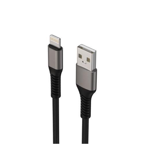 Дата-кабель Maxvi MC-21L USB-Lightning 2.4А, 1м, black-grey