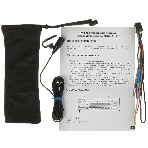 Автомагнитола JVC KD-X482BT, 1 DIN, Bluetooth, USB Type-A, AUX, съёмная панель