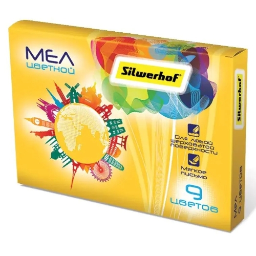 Мел цветной Silwerhof 882086-09 Солнечная коллекция 9 цветов, картонная коробка