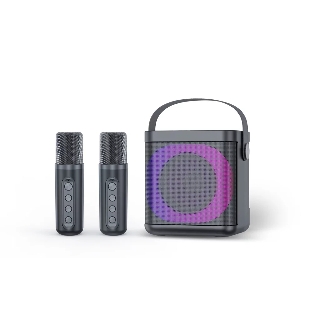 Переносная караоке система TRS2406 iconBIT K702B Колонка 10Вт, 2 микрофона Bluetooth, подсвктка, с аккумулятор в колонке 1500mAh и микрофонах, 16*12*16.7 CM, черный