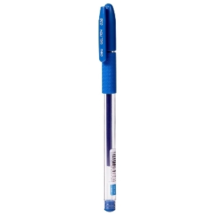 Ручка гелевая Deli EG150-BL прозрачный, d=0.38мм, синие чернила, игловидный пишущий наконечник, резиновая манжета