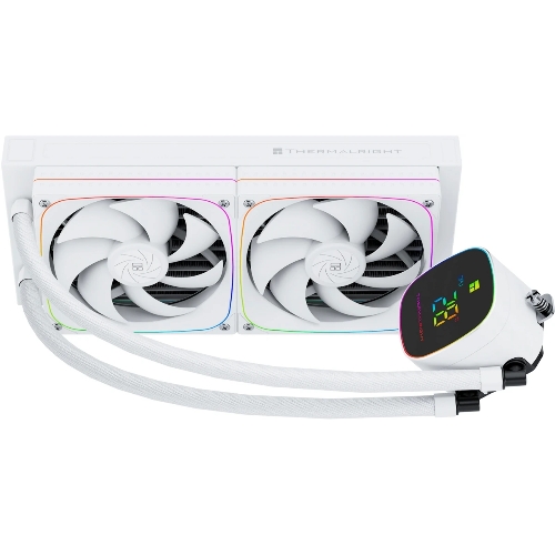 Система жидкостного охлаждения Thermalright Frozen Horizon 240 Digital (240мм, LED temp., White, ARGB/Fans: 2x120мм, 68.9CFM, 28.2dBA, 2000RPM/Pump height 53.2мм, Rad thickness 27мм/S: 1700, 1200, 1851, 115X, AM5, AM4)