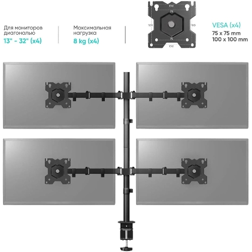 Кронштейн ONKRON D421E для четырех мониторов 13