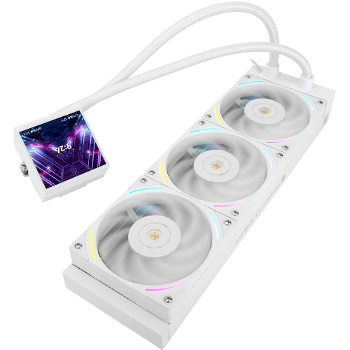 Водяное охлаждение для процессора Thermalright Hyper Vision 360 (360mm, LED, White, ARGB/Fans: 3x120mm, 69CFM, 27dBA, 2150RPM/Pump height 68mm, 6400RPM, Rad thickness 27mm/S: 1700, 1200, 1851, 115X, 2011, 2066, AM5, AM4)
