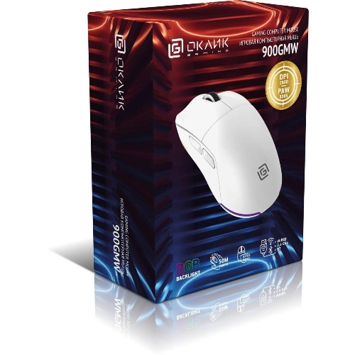Мышь беспроводная Oklick 900GMW белый, 26000 dpi, радиоканал, Bluetooth, USB, кнопки - 6