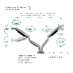 Кронштейн Kromax OFFICE-22 серебристый, 4 шт/уп. Кр. алюм. настол. для мон. 17"-35", max 2x15 кг, 6 ст св., нак. ±90°, пов. 360°, max VESA 100x100 мм.