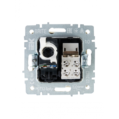Розетка компьютерная двойная RJ11+RJ45 IEK BRITE РК/Т12-БрКр кат.5E бежевый