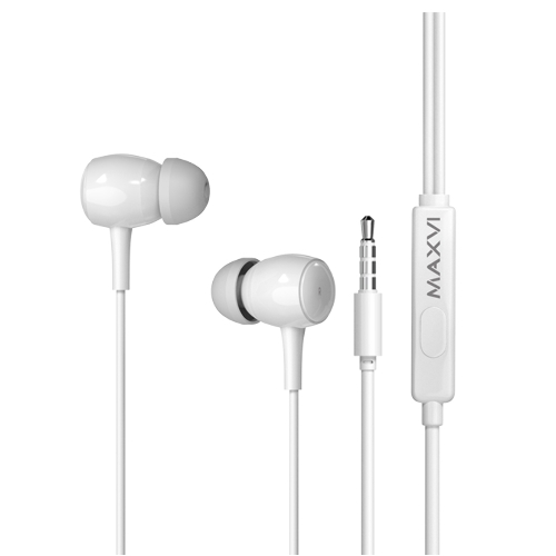 Проводные наушники Maxvi MHF-17 Easy белый, внутриканальные, проводной (jack 3.5 мм), встроенный микрофон