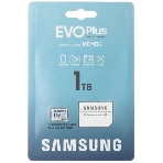 Флеш карта Samsung EVO Plus, microSDXC 1Tb, Class 10, A2, V30, UHS-I (U3), W 90 МБ/с, R 160 МБ/с, адаптер на SD