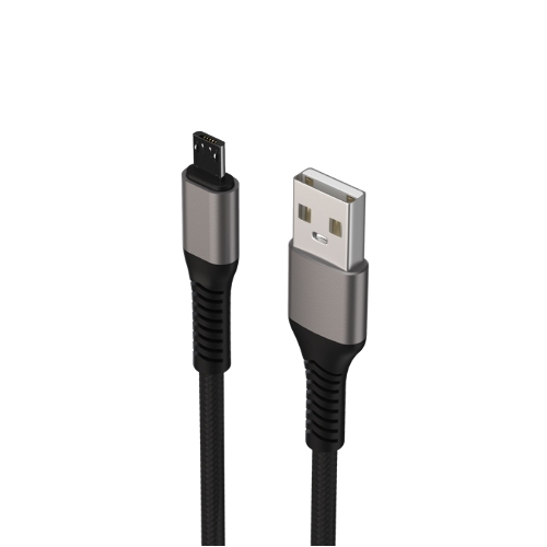 Дата-кабель Maxvi MC-21M USB-MicroUSB 2.4А, 1м, black-grey