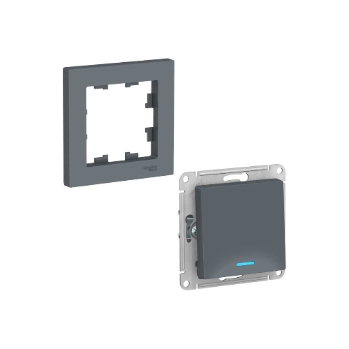 Механизм выключателя 1-кл. СП AtlasDesign 10А IP20 (сх. 1а) 10AX с подсветкой грифель