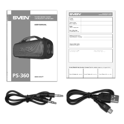 Мобильные колонки SVEN PS-360 2.0 черные 2x12W Bluetooth