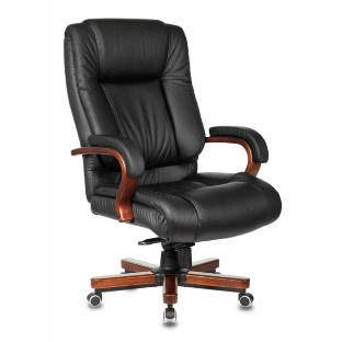 Кресло Бюрократ T-9925WALNUT/BLACK черный, кожа