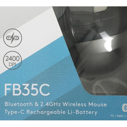 Мышь беспроводная A4Tech Fstyler FB35C серый/черный, 2000 dpi, радиоканал, Bluetooth, USB, кнопки - 6