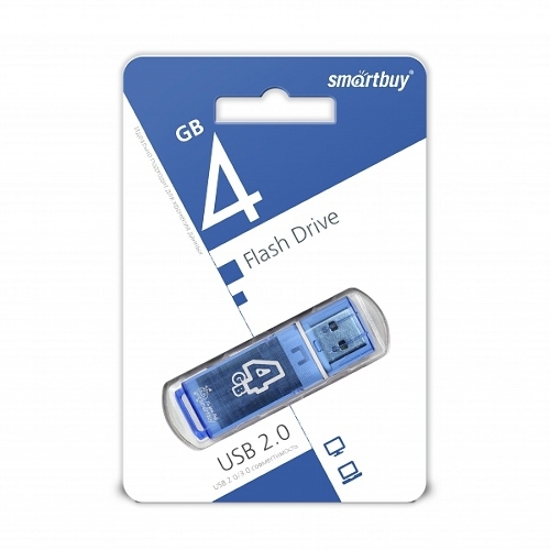 Флешка USB Smartbuy Glossy series Blue (SB4GbGS-B), 4Gb, USB 2.0, R/W 25/15, синий